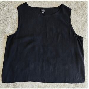 Eileen Fisher 100% Silk Tank Top Ballet Scoop Neck Black Basics Sz L Retail $149